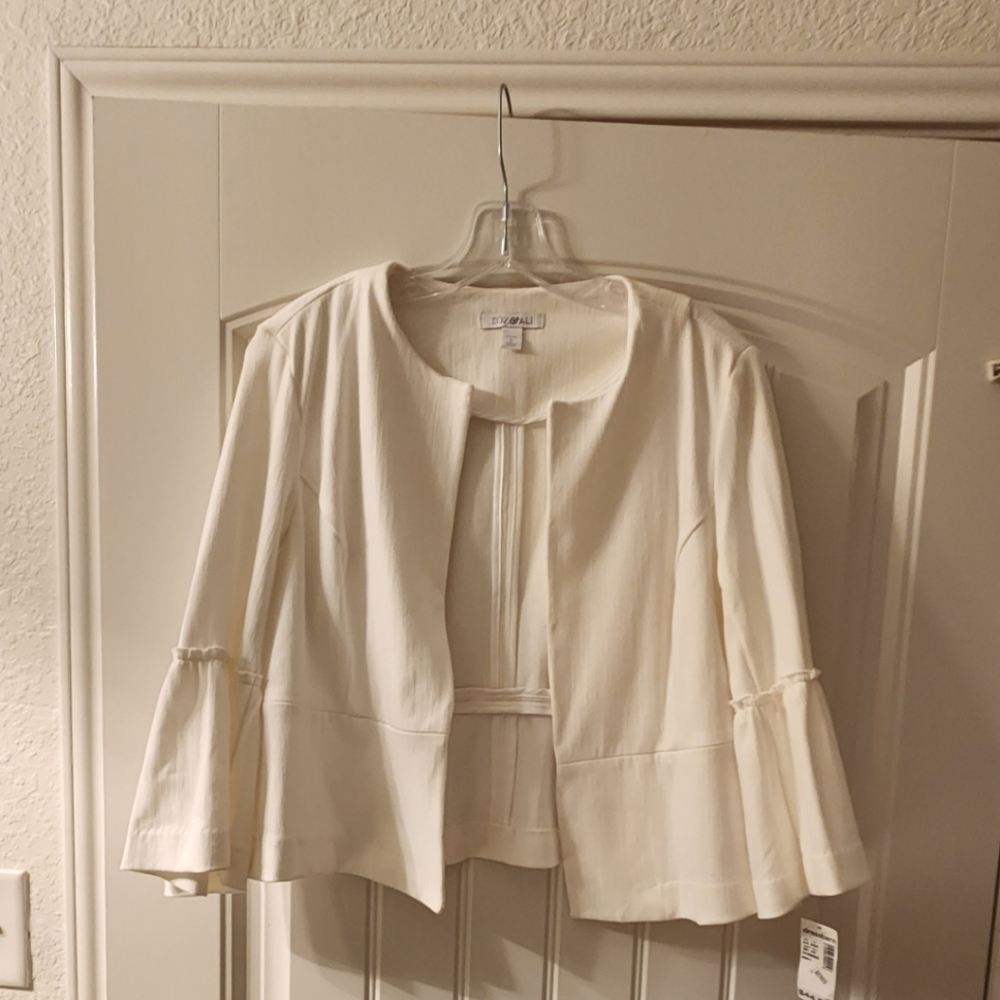 Roz & Ali White Jean Blazer- Size Large Petite